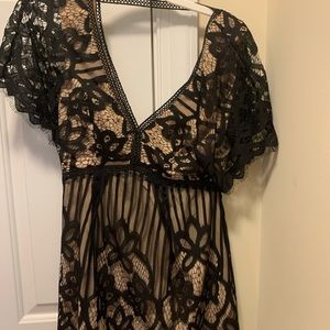 Black lace mini dress